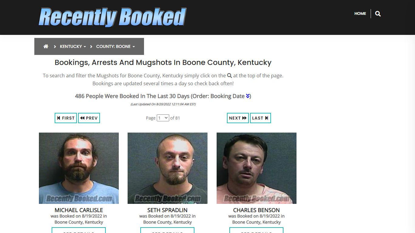 Recent bookings, Arrests, Mugshots in Boone County, Kentucky